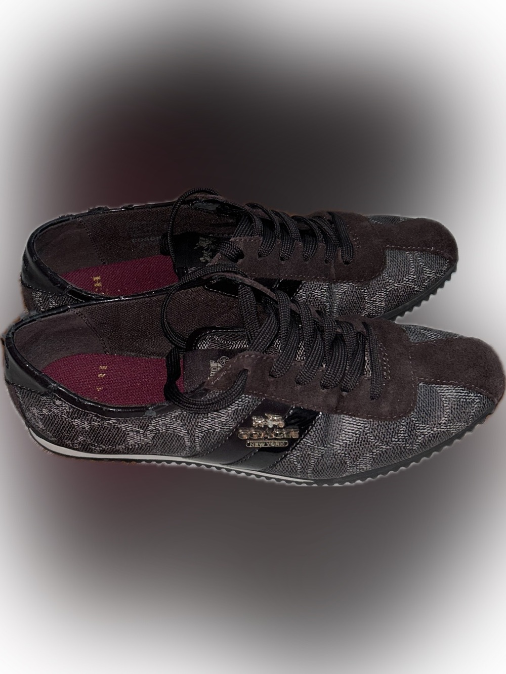 Coach Low-Top Sneakers in Dark Brown and Black with Signature Logo
